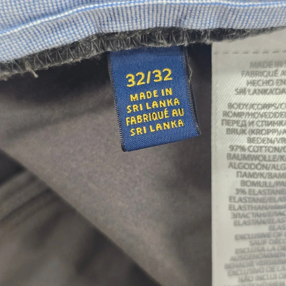 Polo Ralph Lauren Chinos Mens 32/32 Gray Stretch Straight Fit Cotton Pants